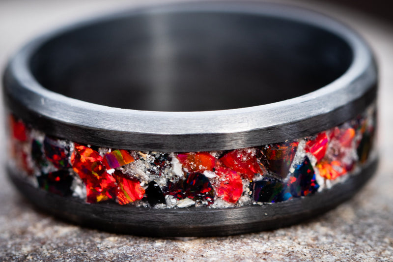 cremation ring carbon fiber crimson and ember